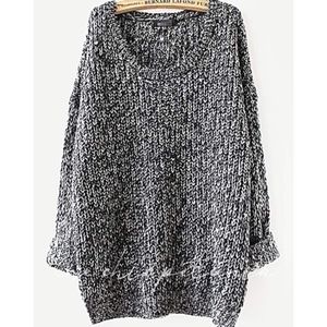 PLUS long black & white sweater